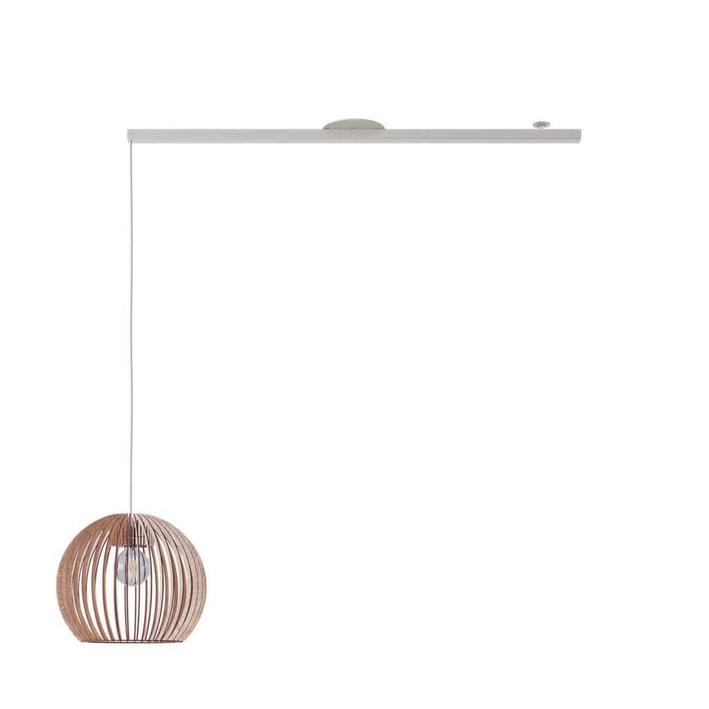 Product picture Lightswing Single white with wooden pendant light.