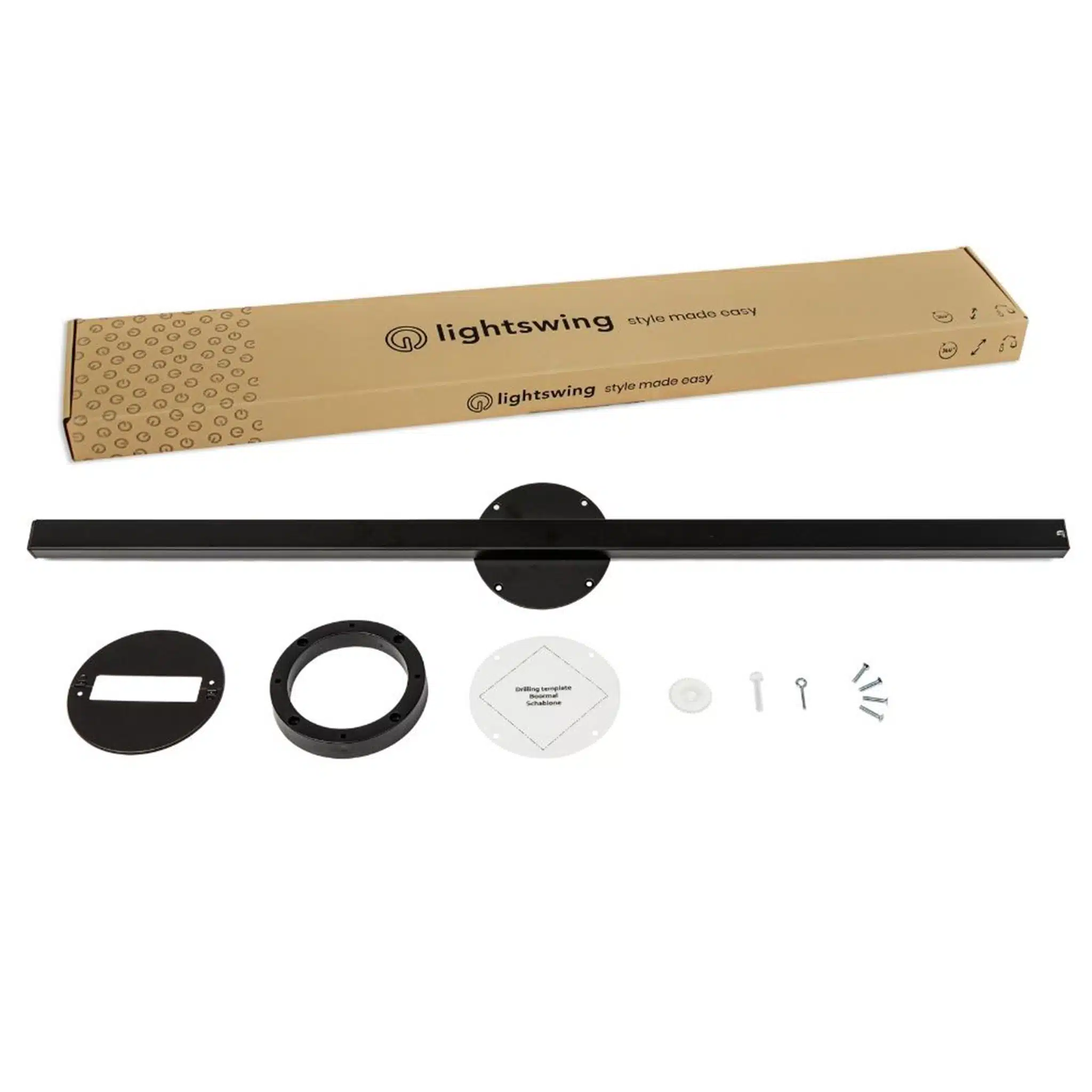 The package content of a Lightswing® Single matt black